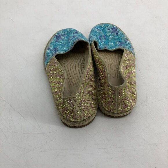 Brian Atwood Hartwell rhinestone  blue tan flat espadrilles women’s size 7 - Picture 8 of 15